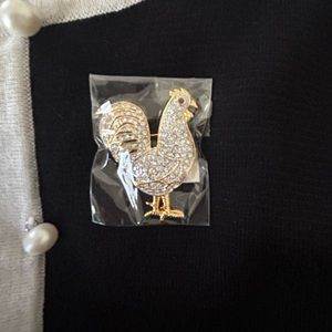 Rooster Pin Brooch / Crystal Chicken - NWOT
